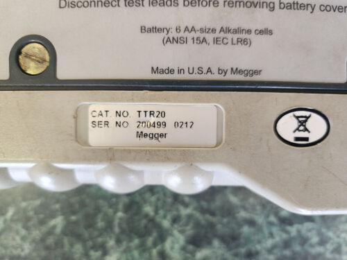 Megger TTR20 Transformer Turn- Ratio Test Set w/ Test Lead Set - Picture 8 of 13
