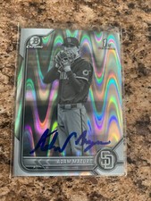 Adam Mazur Signed 2022 Bowman Draft Chrome Raywave Refractor SD Padres BDC-4