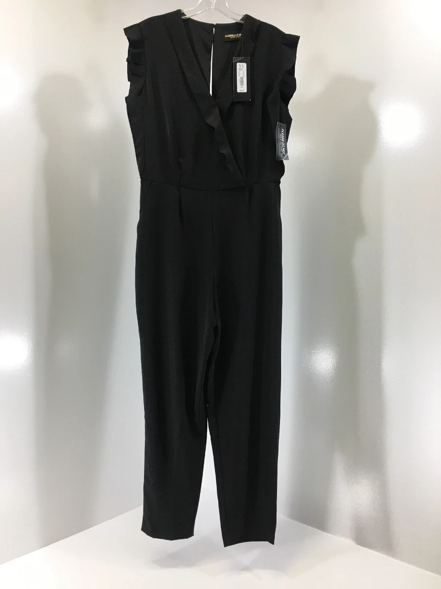 Gabrielle Union NY&Co Cap Sleeve Pleated Jumpsuit W/ Pockets Black