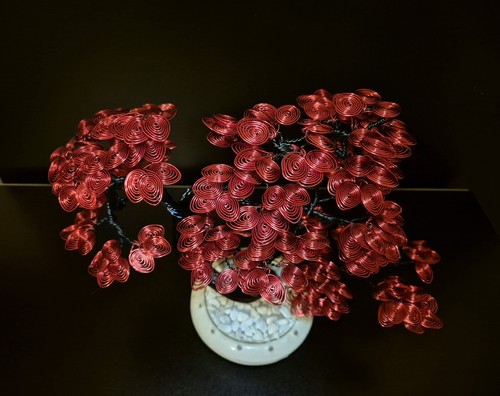 Handmade Wire Bonsai Tree H 10inch/Red Black/ Aluminium Wire/High Quality Art. - Picture 7 of 11