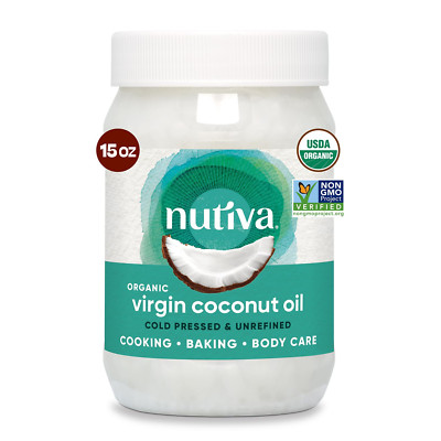 Organic Coconut Oils Cold Pressed Unrefined Virgin 15 Fl Oz Great f/ Hair,Massag