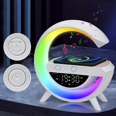 Smart RGB LED Lamp,Wireless Charger Alarm Clock Night Light ,Bluetooth Speaker