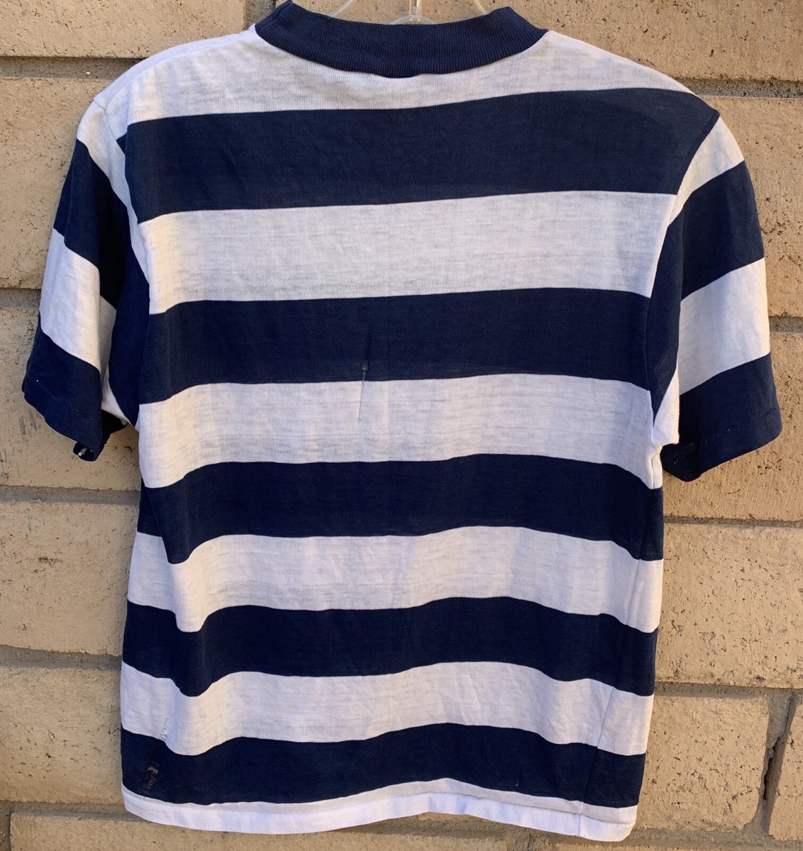 Vintage Tarleton Permanent Press T Shirt Bold Striped Worn Distressed Size M View 4