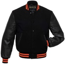 Men’s Varsity Baseball Jacket Wool Body Genuine Cowhide Leather Arms Varsity