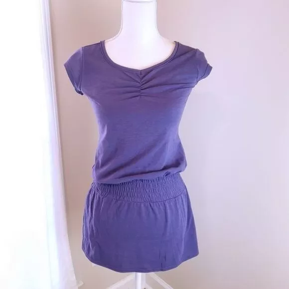 lole blouson mini dress athletic smocked waist cap sleeves 
