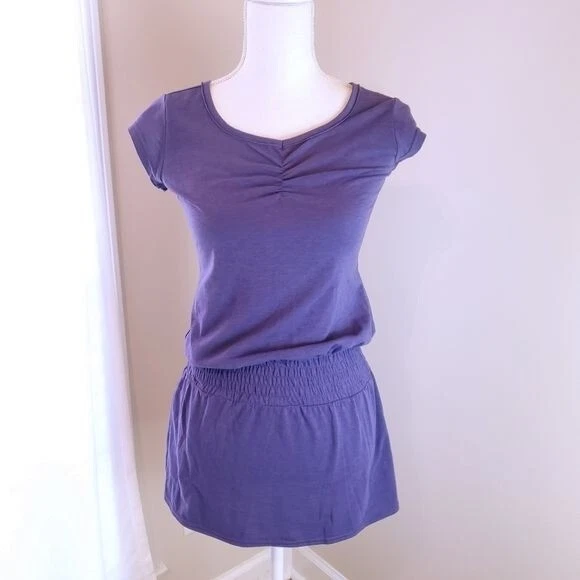 lole blouson mini dress athletic smocked waist cap sleeves 