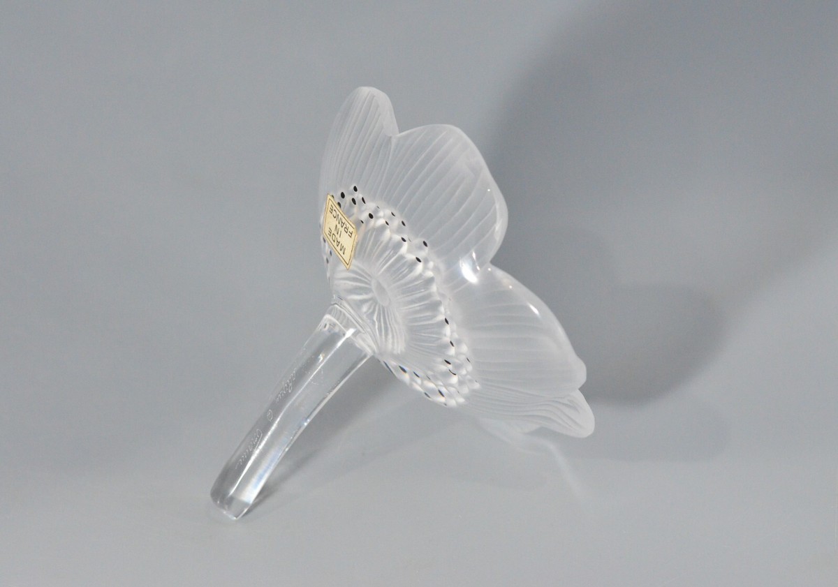 LALIQUE Vintage Original Signed Crystal Glass Figurine Flower