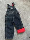 EUC OshKosh B'gosh Denim Overalls Baby Girl Boy Size 24M Fleece Lined Dark Wash — photo 1