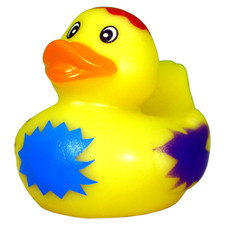 Paint Splots Yellow Blue Red Purp. Rubber Duck Bath Toy Classic Floating Duck 2"