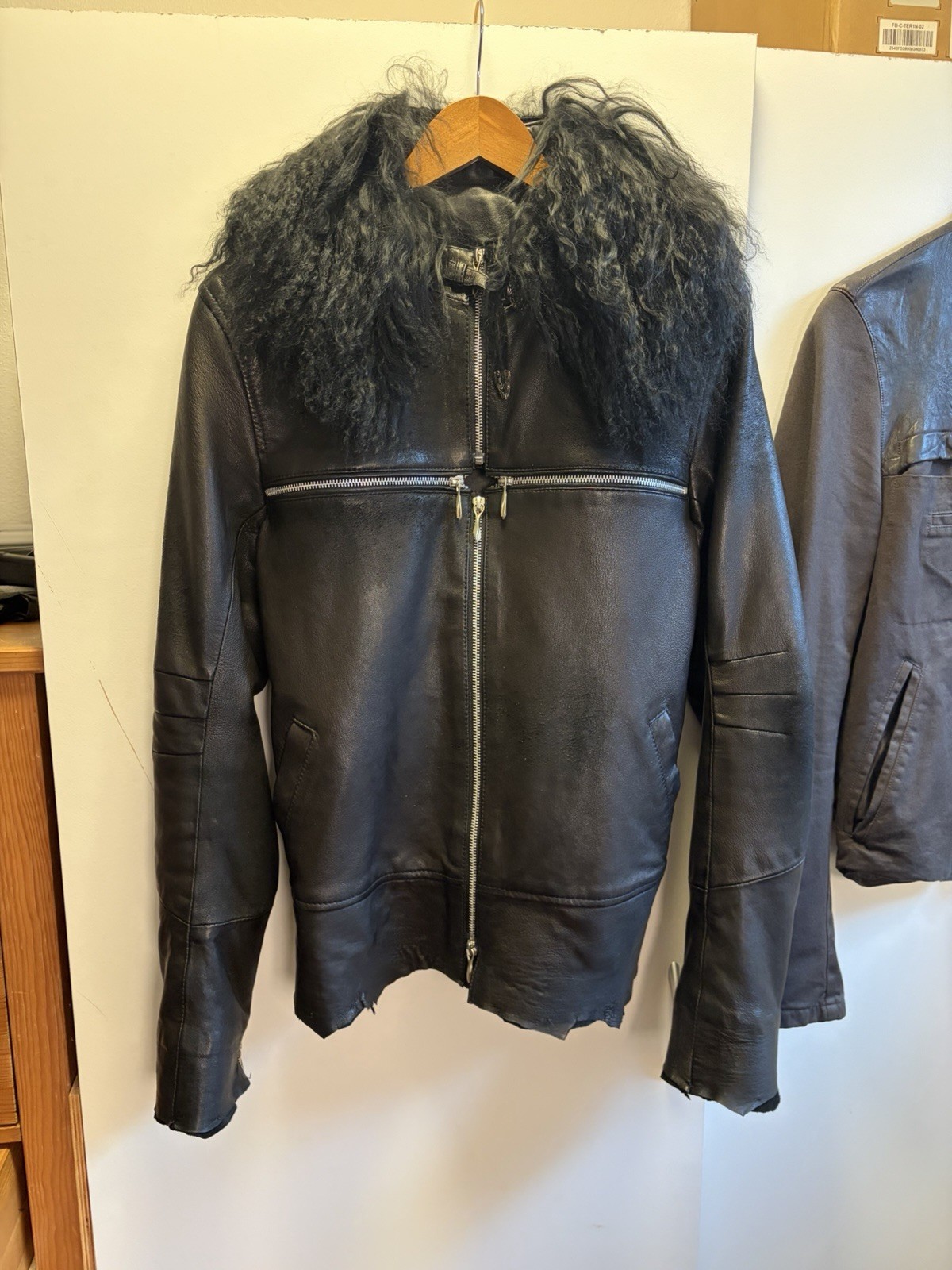 14th addiction cross zip with fur GOATSKIN and SILK s… - Gem
