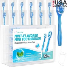 5-in-1 Travel Toothbrush Kit Disposable W/ Toothpaste Tongue Scraper Floss New