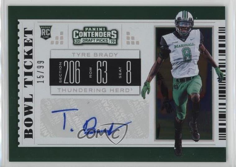 2019 Contenders Draft Picks Bowl Ticket 15/99 Tyre Brady #293 Rookie Auto RC 0c6