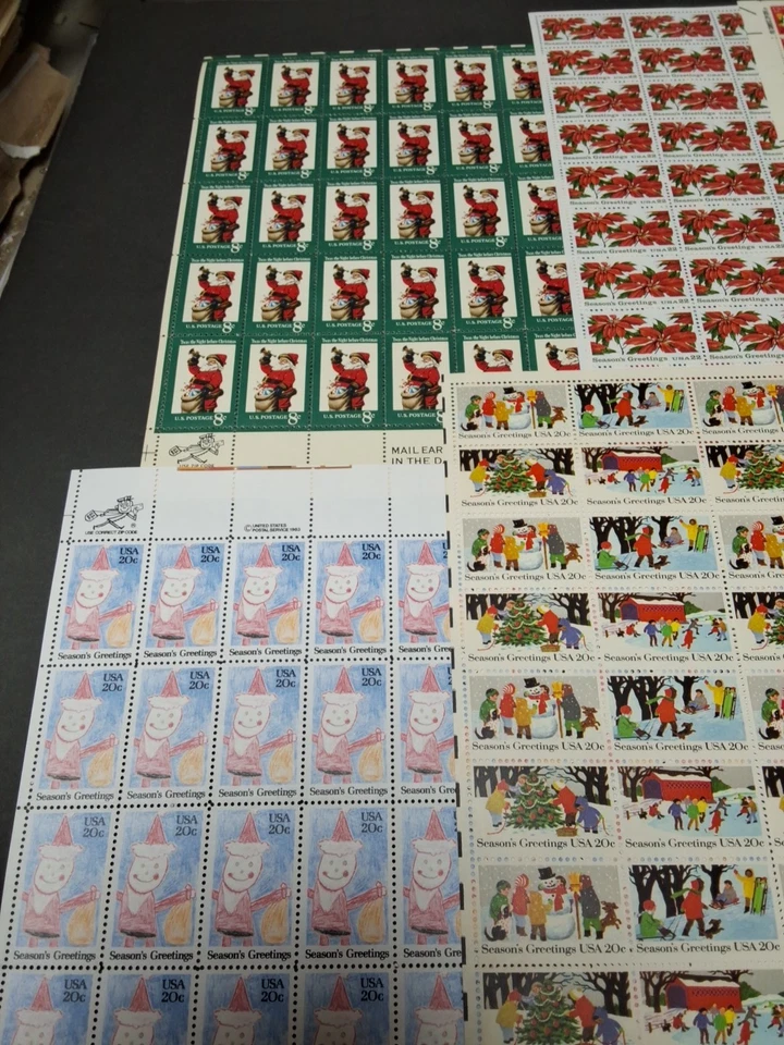 9 MISC. UNUSED CHRISTMAS STAMP SHEETS FACE VALUE $107.50 Santa +++ Free Shipping - Image 2 of 4
