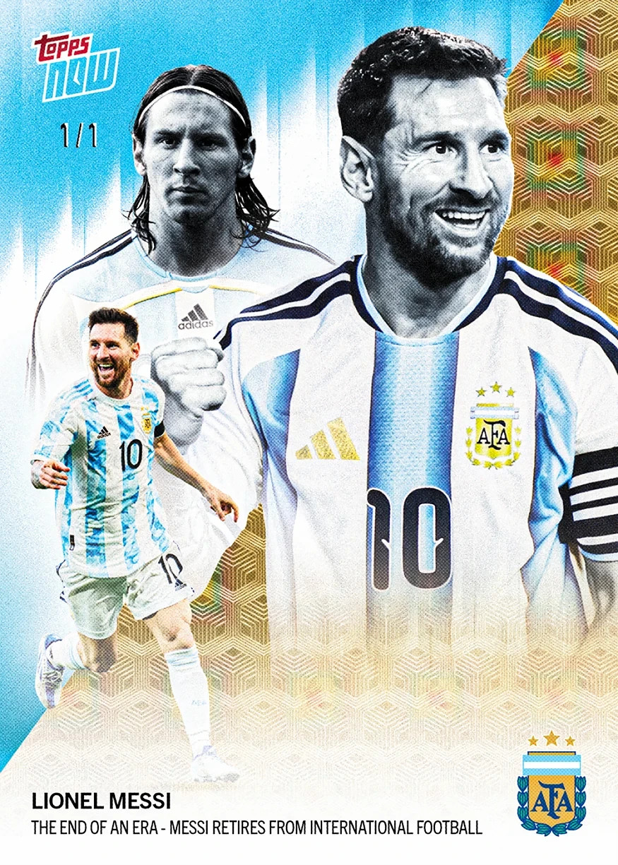Lionel Messi 2026 Argentina Topps Now Chance @ 1/1 Auto PRESALE view 3