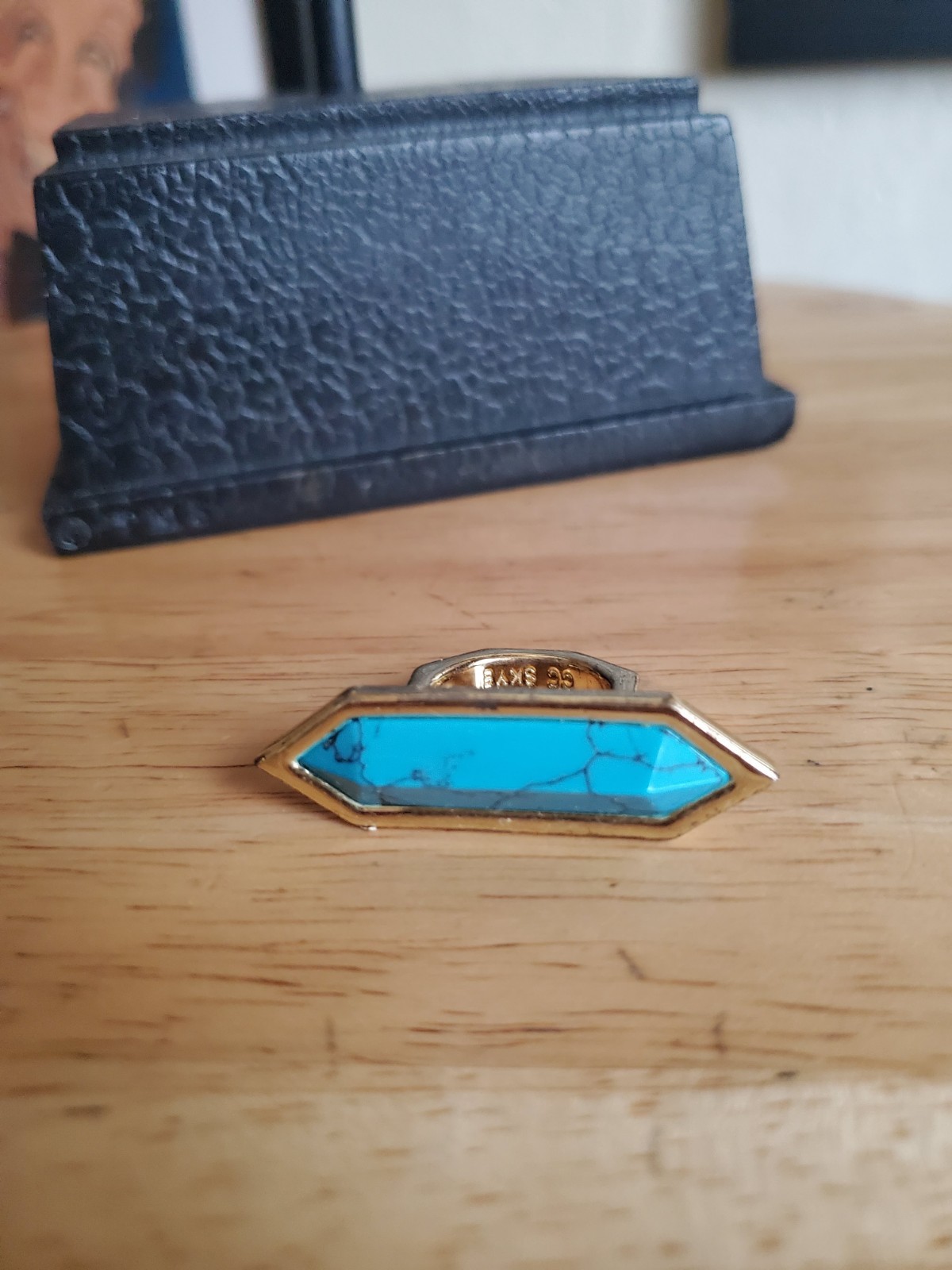 CC Skye Gold Geometric Statement Ring With Turquo… - image 2