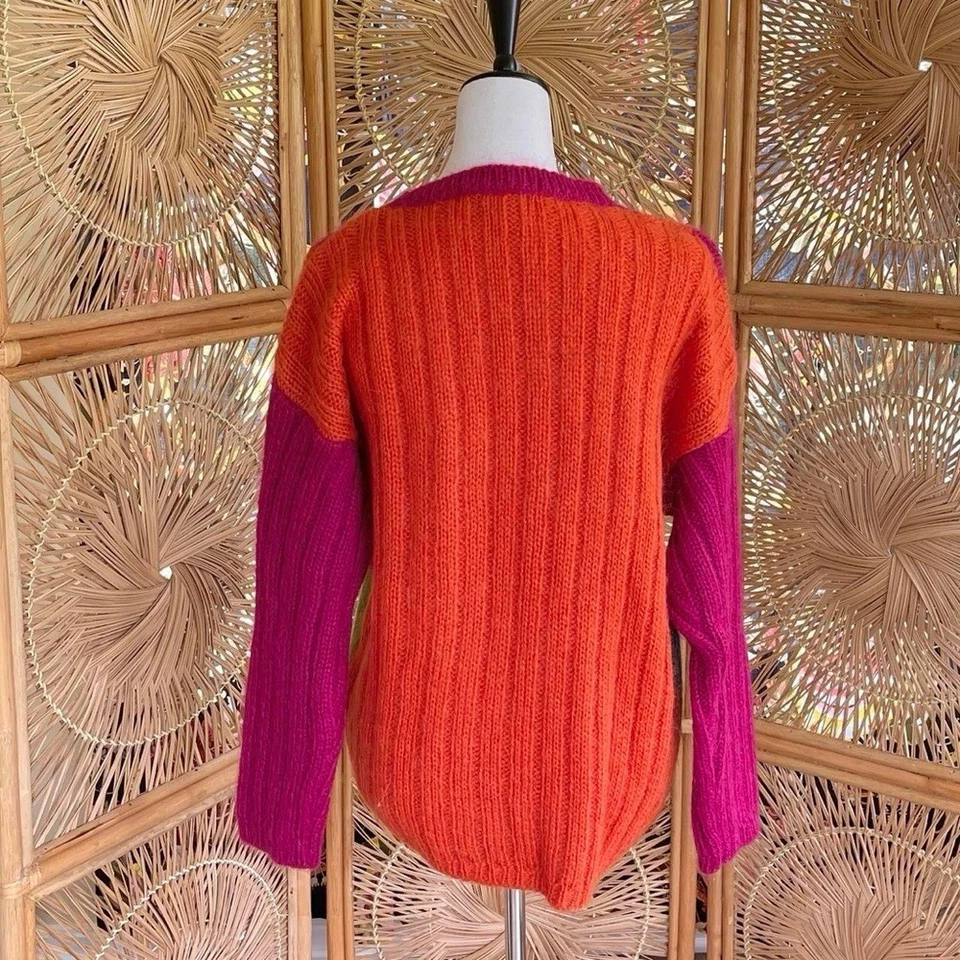 Suéter Pullover Tejido Vintage The Limited Rosa Fucsia Colorido Mezcla Mohair Foto 3 de 4