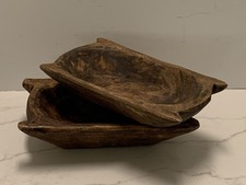 Carved Wooden Dough Bowls Primitive Wood Trencher Tray Rustic Home Decor 9 x 5.5