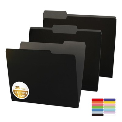 8.5x11'' 36Pcs Colored File Folders,Black File Folders,Two Tone Color File Folder