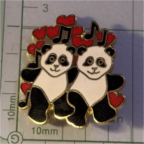 Vintage Panda Enamel Pin Gift Creations Gold Tone Brooch 90s