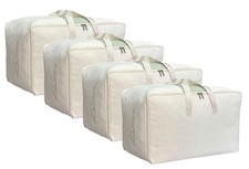 DoYiKe Soft Large Canvas Storage Bags with Zipper and Clear Window, Cotton Li...