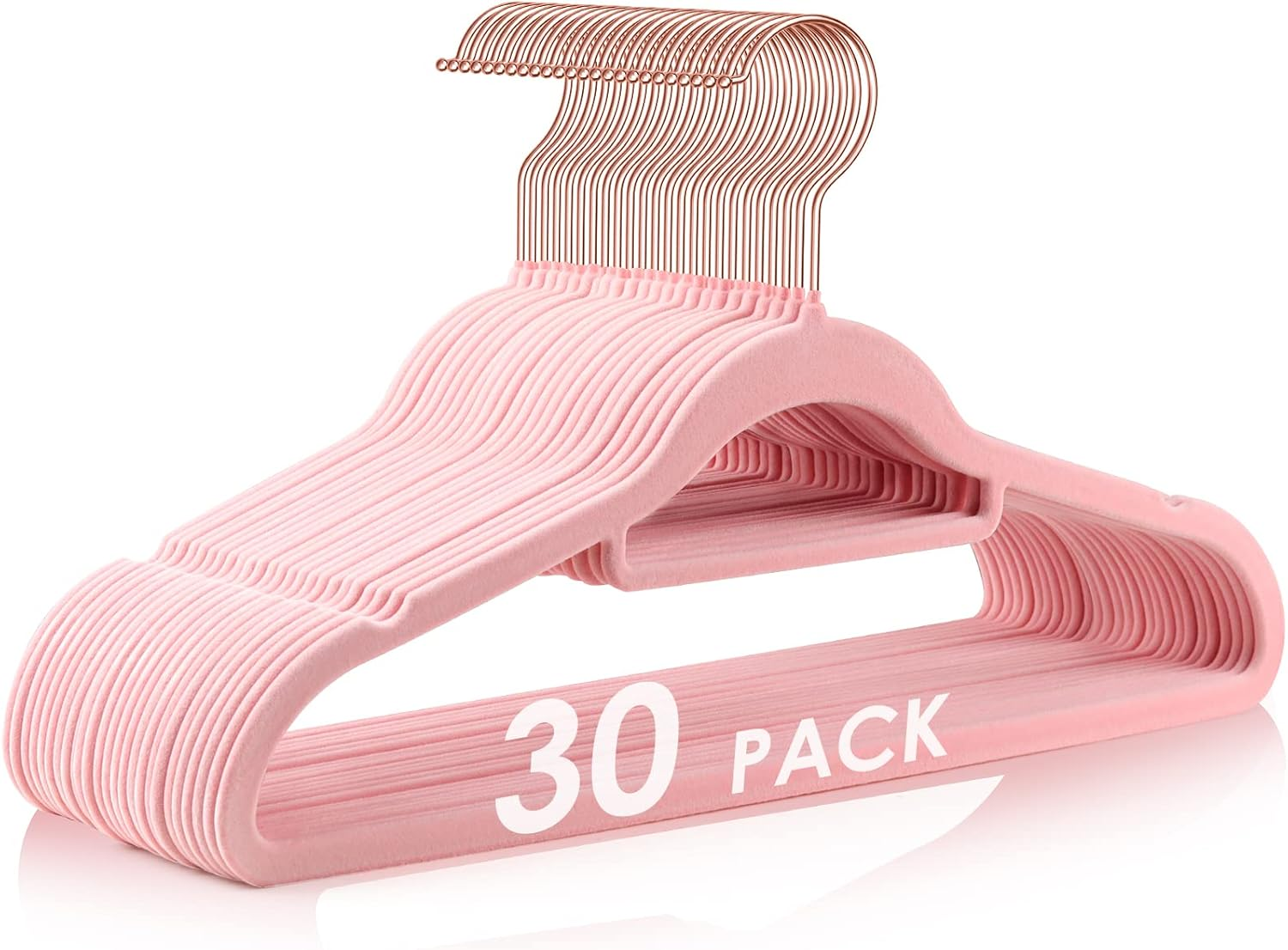 Velvet Hangers Non Slip Felt Hangers, 30 Pack Pink Velvet Clothes Hangers Space-image