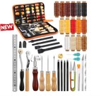 66pc Leather Craft Kit w/ Waxed Thread Groover Awl Stitching Punch Hole