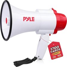 Pyle Megaphone Speaker PA Bullhorn - with Built-in Siren 30 Watt Voice Recorder
