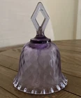 Vintage Fenton Glass Bell Wisteria Purple Threaded Diamond Optic Ruffled Rim