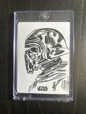 Star Wars Topps Authentic Sketch Card of Kylo REN by Basak Kahraman Auto 1/1