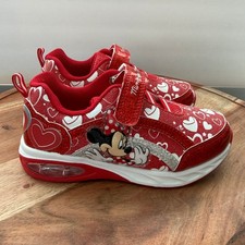Disney Minnie Mouse Toddler Girls Size 11 Red Light Up Sneakers Hearts Glitter