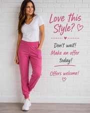 ClimateRight Cuddl Duds Pink Jogger Scrub Pants Womens Small Stretch...