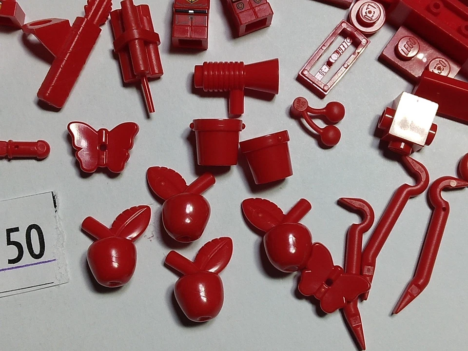 Lego 500 Оптовый Лот Пластина из Красного Кирпича Винтаж Перо Плюм Яблоки Ferrari Логотип 750 - Изображение 2 из 4