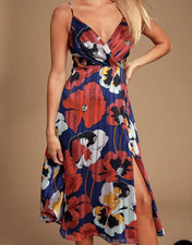NWT Lulus Dress Women's XS 0 Floral Print All About Love Sleeveless Midi