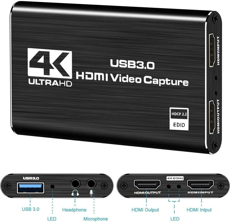 Full HD 4K Audio Video Capture Card, USB 3.0 HDMI Video Capture Device