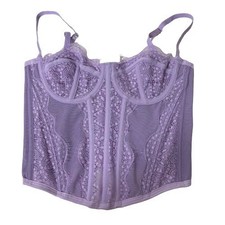 Lilac Floral Lace and Mesh Corset Sz S Coquette