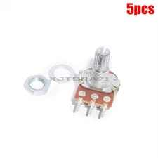 5Pcs 5K Ohm B5K Knurled Shaft Linear Rotary Taper Potentiometer Ic New bq