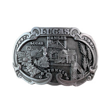 Vintage Lucas Kansas 392/500 1987 Centennial Western Metal Belt Buckle Dart