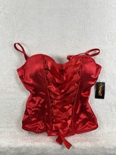 Spirit Halloween Red Satin Lace Up Corset Top Size Large New with Tags
