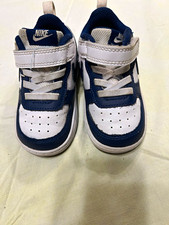 Nike Court Borough Low Unisex Kids Sneakers 6c Blue/White Hook Loop Leather