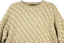 Croft  Barrow Mens Sweater Size L Beige Tan Textured Knit Crewneck Pullover