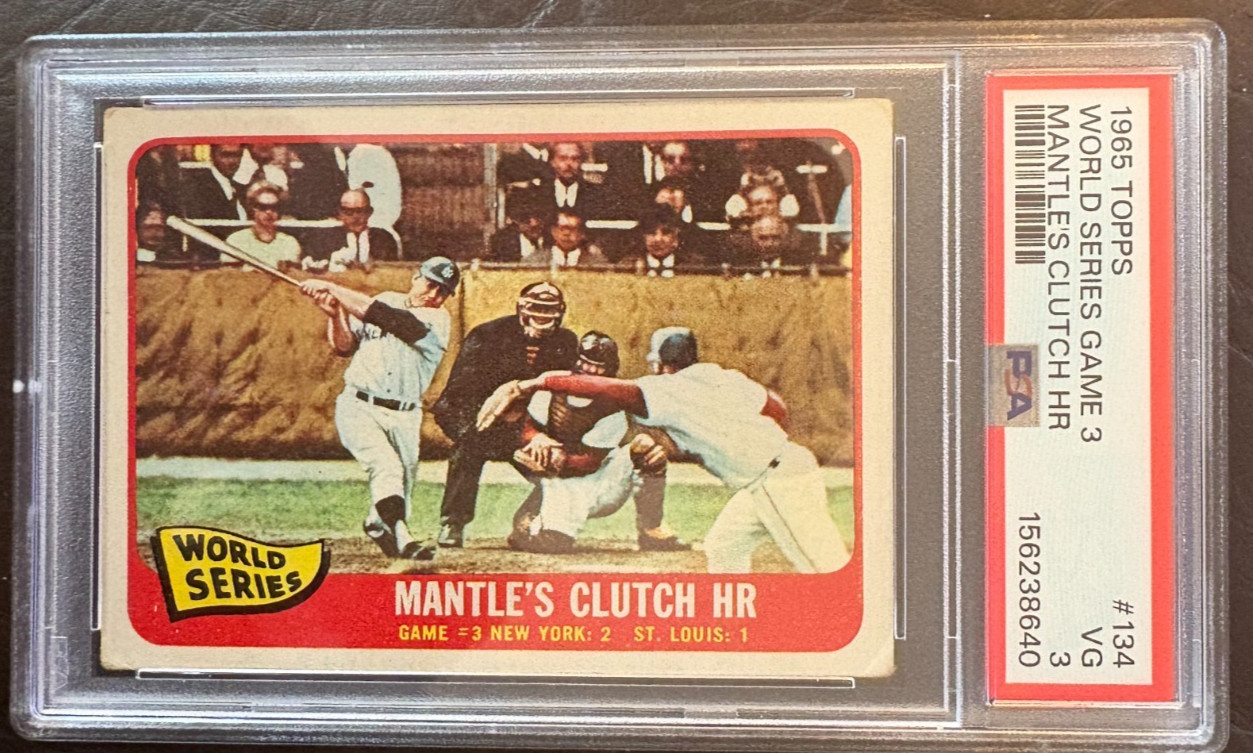1965 Topps - 1964 World Series Mickey Mantle #134 PSA 3 New York Yankees Vintage view 1