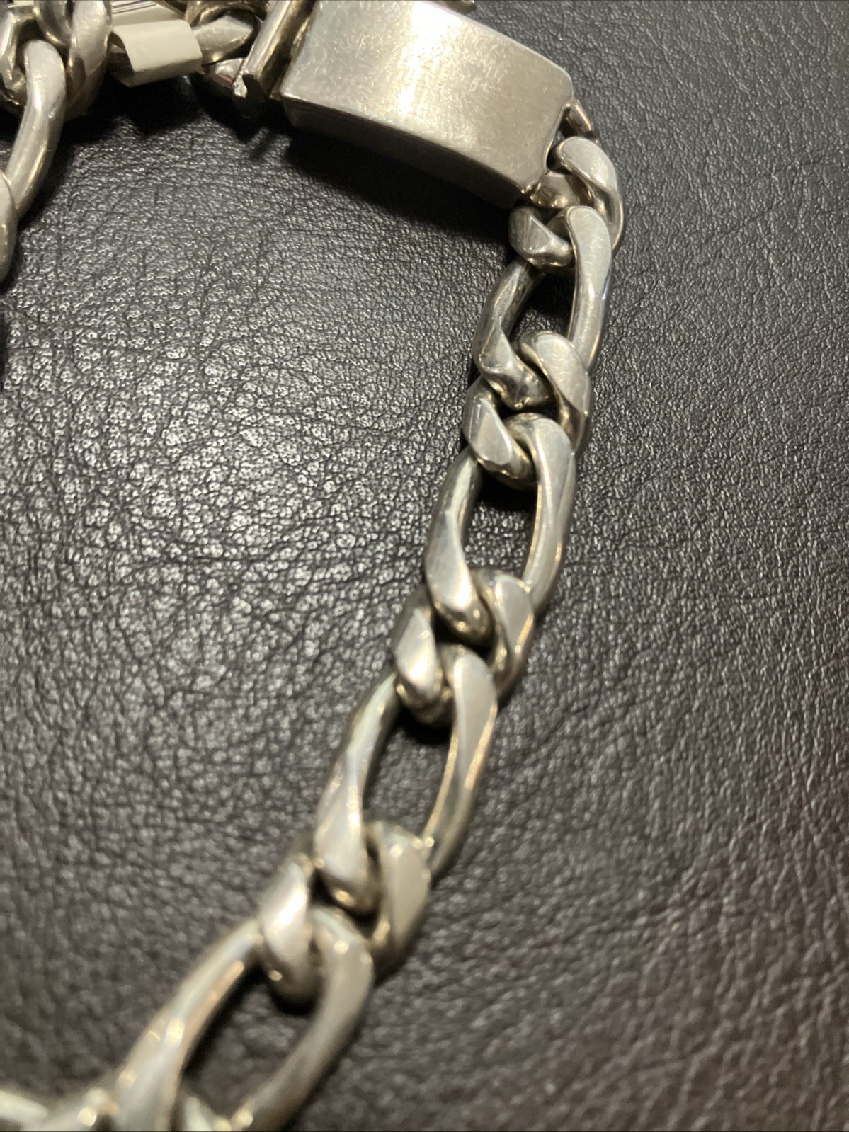 Sterling Silver Solid Figaro Bracelet Mexico 46.4… - image 6