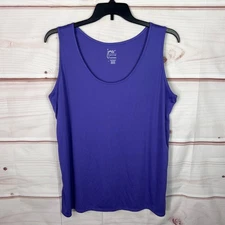 Just My Size Top Womens 3X Purple Active Tank Scoop Neck Sleeveless Solid Knit