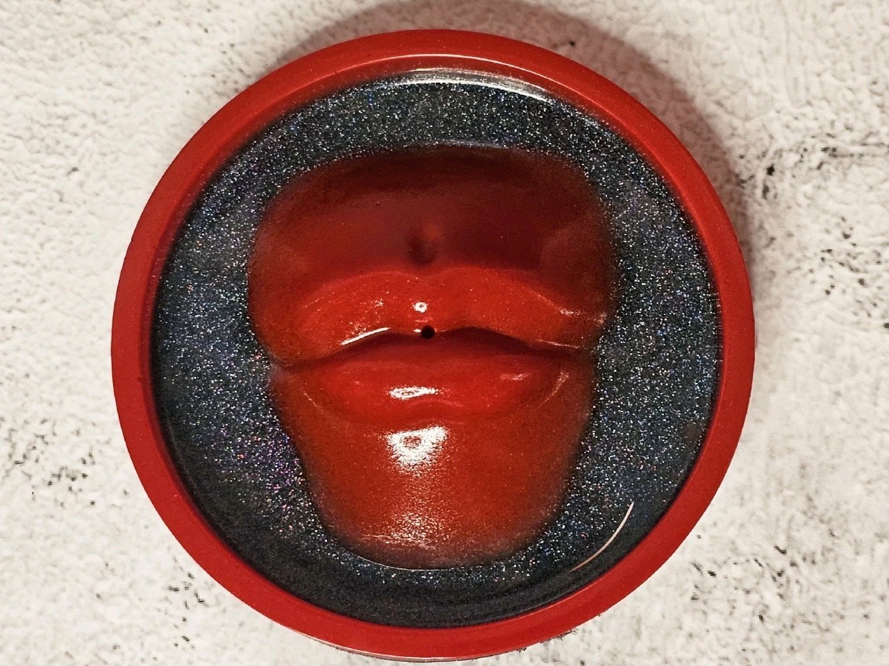 Red and Black Lip Shaped Incense Holder Handmade Incense Burner