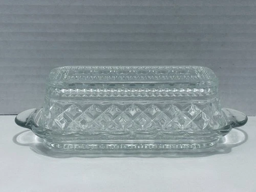 Vtg Glass Anchor Hocking Wexford Butter Dish w/Lid Butter dish Antique