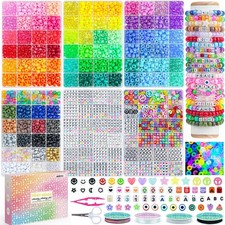 6 Boxes 4500Pcs Pony Beads Bracelet Making Kit, with 1600pcs Letter Beads Fri...