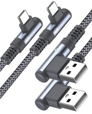 sweguard USB to Type C Charger Cable 90 Degree 2-Pack,3.3FT Nylon...