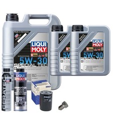 Motoröl 5W30 LIQUI MOLY 7L+MAHLE Ölfilter+Spülung+Cera Tec+Ölablassschraube