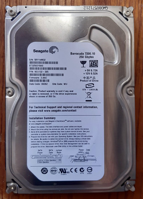 Festplatte ''Seagate Barracuda 7200.10'', 250GB, 3.50'', SATA (gebraucht);