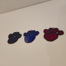 Stained Glass Paw Print Hanging Suncatchers Lot